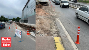 Yol kenarına perde duvar yapımına başlandı