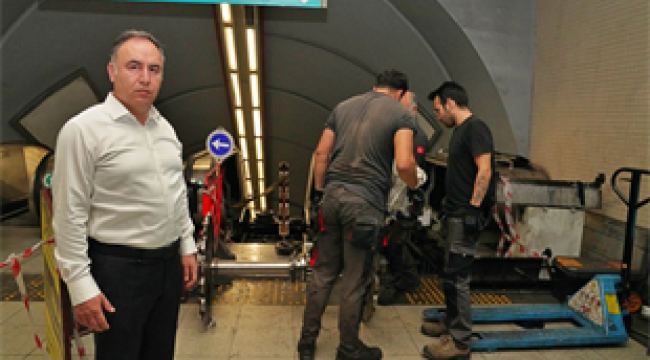 Metronun yürüyen merdivenlerinde geniş kapsamlı bakım çalışması
